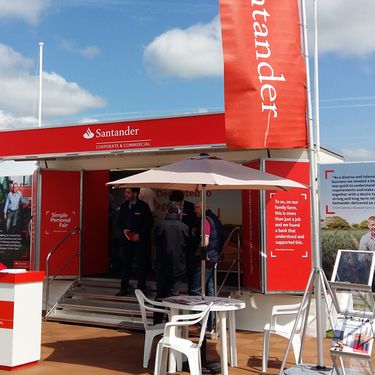 Santander exhibit using a Mobex exhibtion trailer