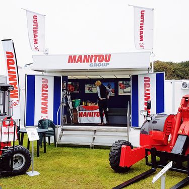 Manitou exhibiting with a Mobex exhibition trailer