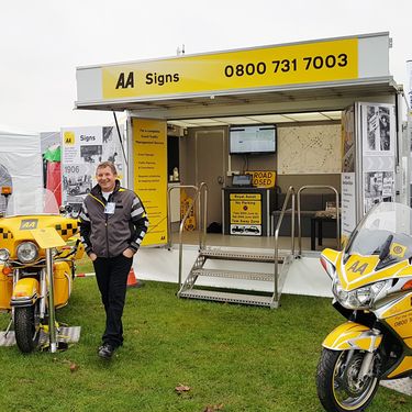AA Road Signs, exhibition trailer provided by Mobex 